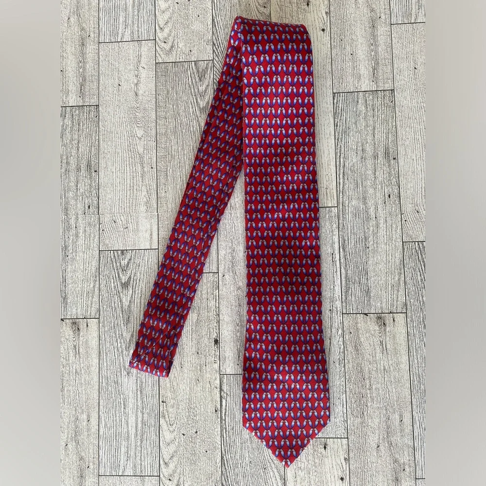 Tommy Bahama Mens Tie Parrot Red Blue Necktie 100% Silk 60